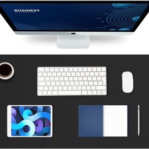 K KNODEL Leather Desk Mat, Large Office Desk Pad, Computer Desk Mat, Laptop Mat for Desk, Desk Protecor Mat, Desktop Mat, Desk Writing Pad, Desk Blotter Pad, Desk Cover Mat (31.5"x15.7", Black)