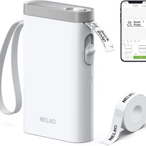 Nelko Label Maker Machine with Tape, P21 Bluetooth Label Printer, Wireless Mini Label Makers with Multiple Templates for Organizing Office Home, White