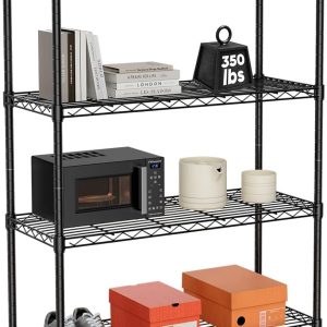Sweetcrispy 4-Tier Storage Shelving Unit, Adjustable Metal Wire Racks Heavy Duty Standing Shelf Organizer for Kitchen, Closet, Pantry, Garage, Bathroom, Laundry (13.8" D x 35.4" W x 54" H)