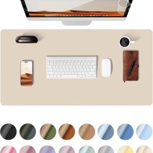 YSAGi Leather Desk Pad Protector, Office Desk Mat, Large Mouse Pad, Non-Slip PU Leather Desk Blotter, Laptop Desk Pad, Waterproof Desk Writing Pad for Office and Home (Eggshell, 23.6" x 13.8")